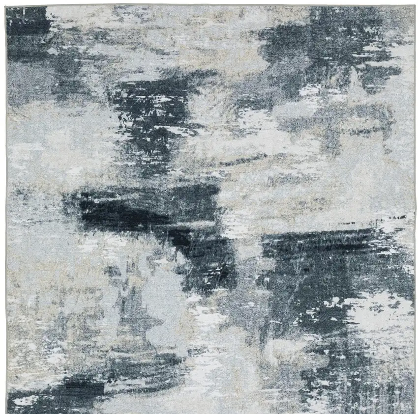 Ivory And Gray Abstract Distressed Area Rug Photo 6