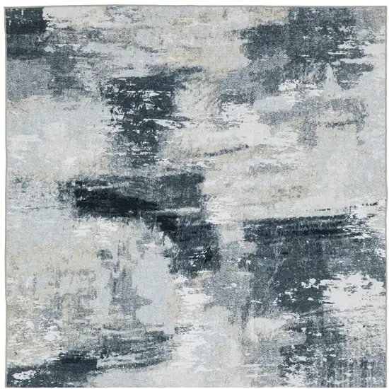 Ivory And Gray Abstract Distressed Area Rug Photo 6