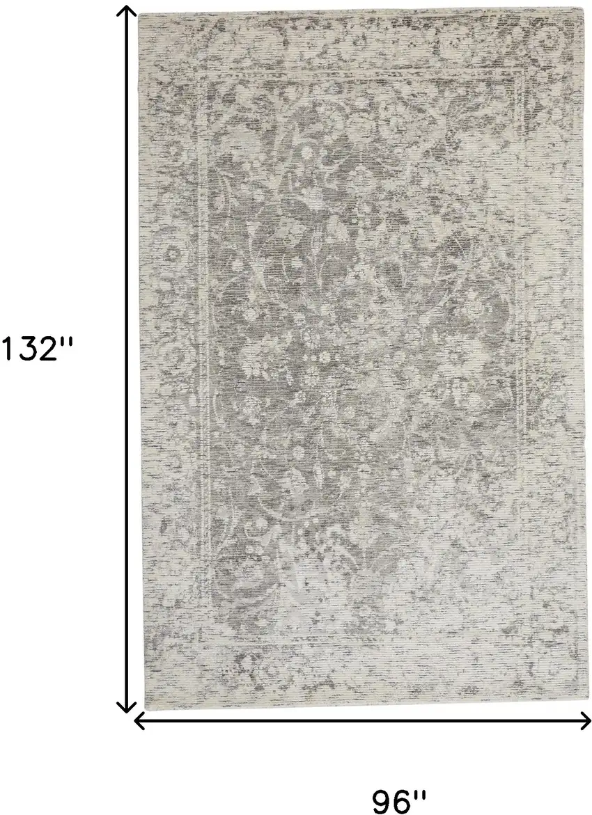 Ivory And Gray Abstract Hand Woven Area Rug Photo 5