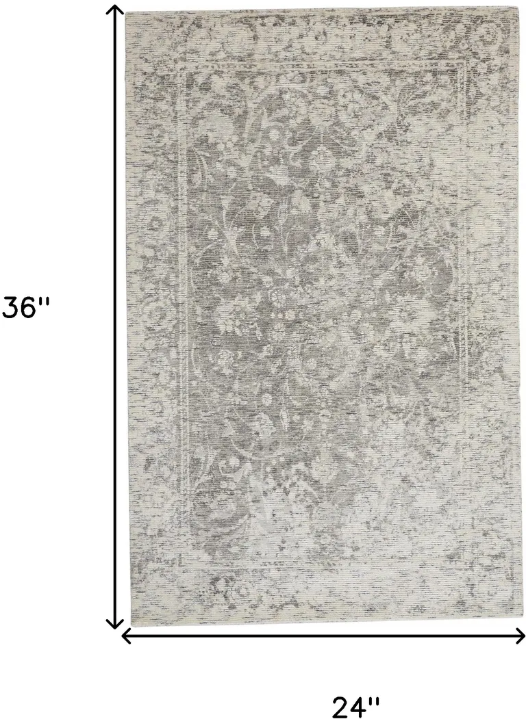 Ivory And Gray Abstract Hand Woven Area Rug Photo 4