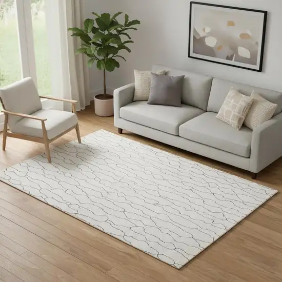 Ivory And Gray Abstract Hand Woven Area Rug Photo 1