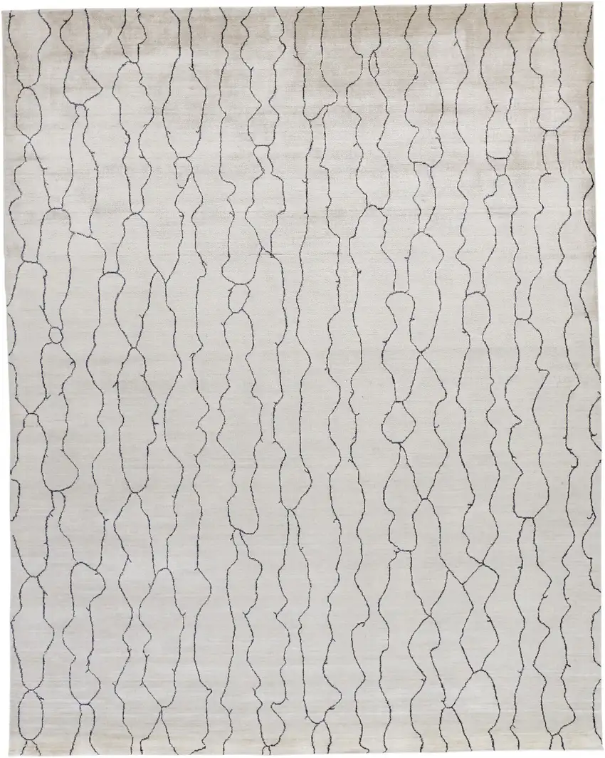 Ivory And Gray Abstract Hand Woven Area Rug Photo 1