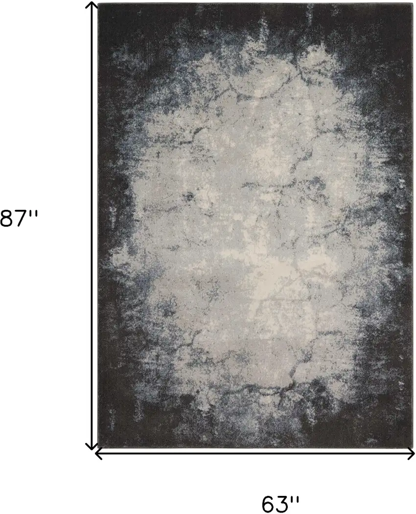 Ivory And Gray Abstract Non Skid Area Rug Photo 3