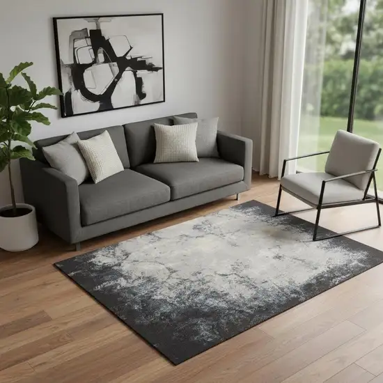Ivory And Gray Abstract Non Skid Area Rug Photo 1