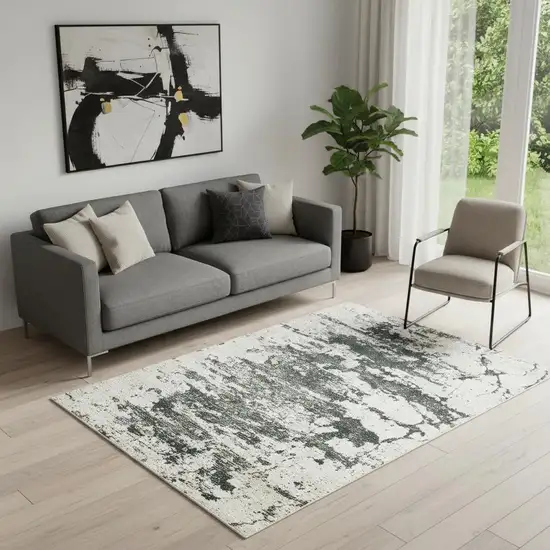 Ivory And Gray Abstract Non Skid Area Rug Photo 1