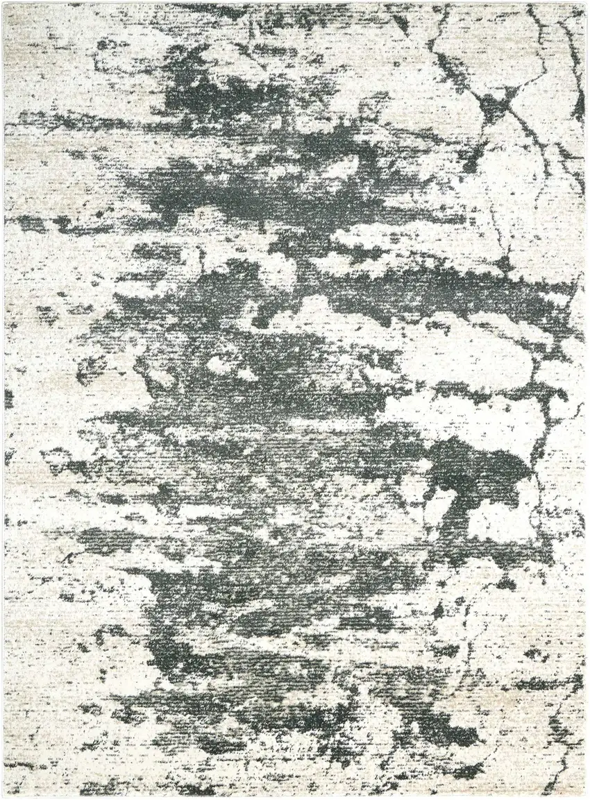 Ivory And Gray Abstract Non Skid Area Rug Photo 2