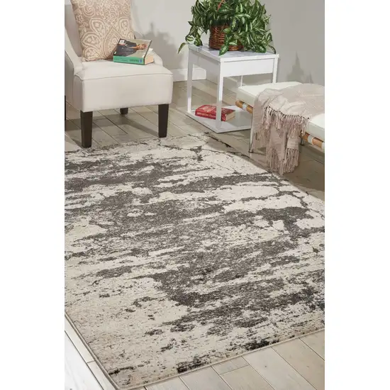 Ivory And Gray Abstract Non Skid Area Rug Photo 5
