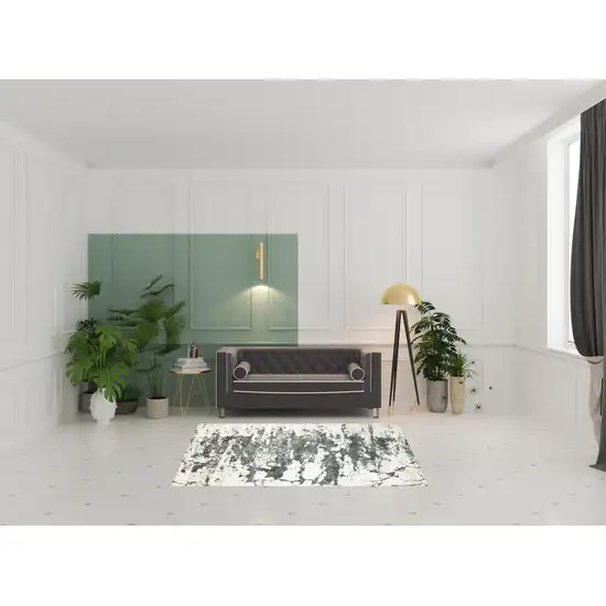 Ivory And Gray Abstract Non Skid Area Rug Photo 1