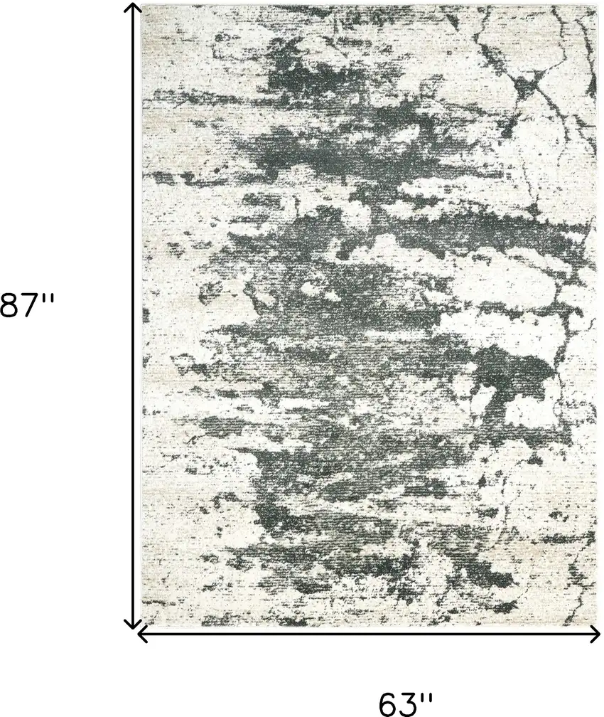 Ivory And Gray Abstract Non Skid Area Rug Photo 3