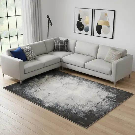 Ivory And Gray Abstract Non Skid Area Rug Photo 1