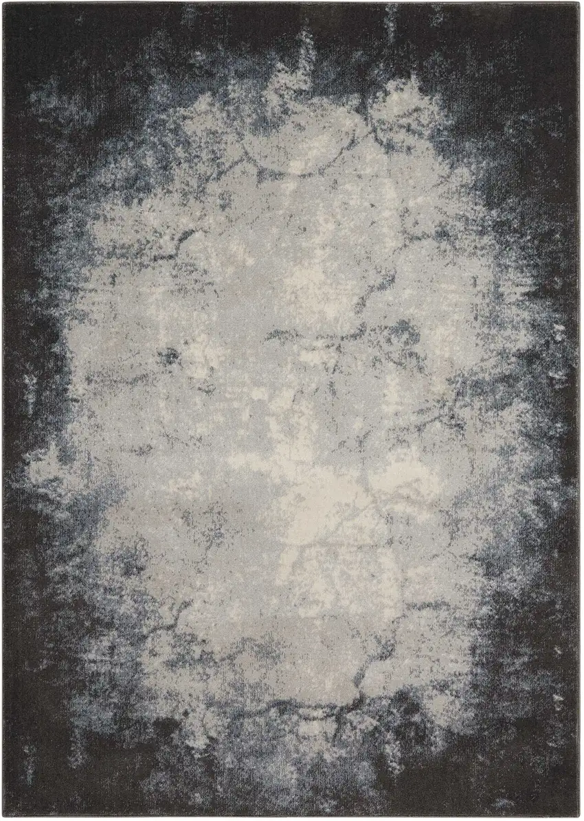 Ivory And Gray Abstract Non Skid Area Rug Photo 2
