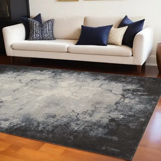 Ivory And Gray Abstract Non Skid Area Rug Photo 1