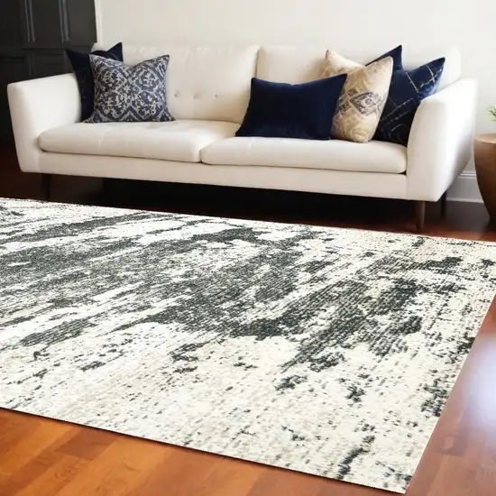 Ivory And Gray Abstract Non Skid Area Rug Photo 1