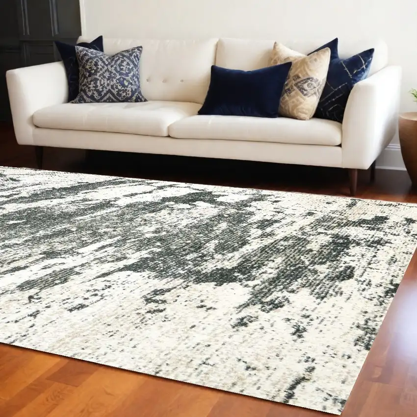 Ivory And Gray Abstract Non Skid Area Rug Photo 1