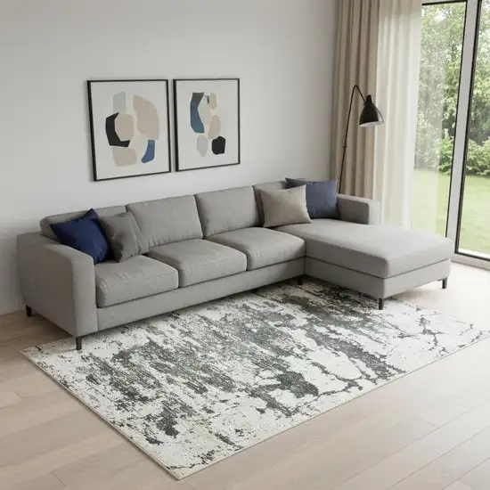 Ivory And Gray Abstract Non Skid Area Rug Photo 1