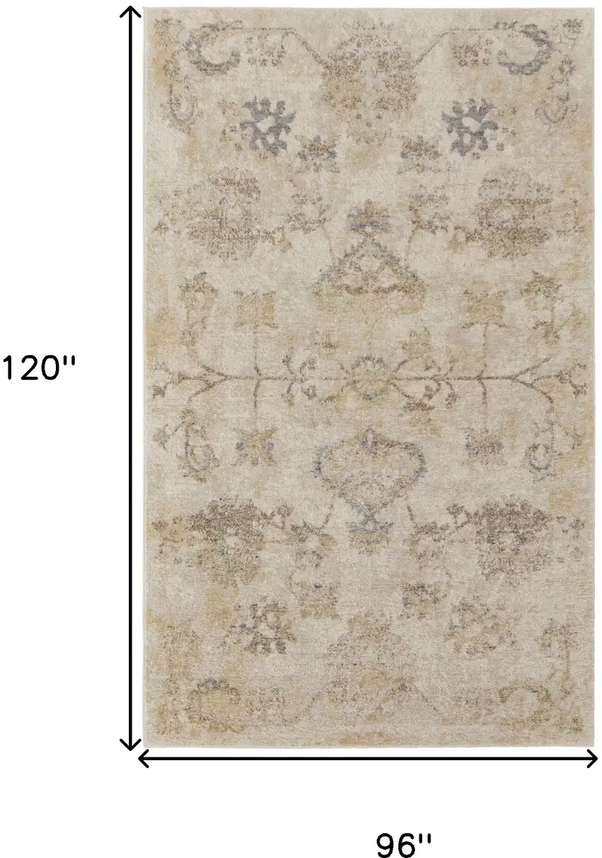 Ivory And Gray Abstract Power Loom Distressed Area Rug Photo 10