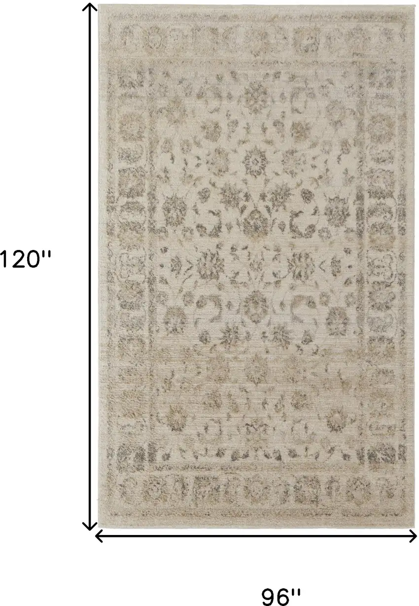 Ivory And Gray Abstract Power Loom Distressed Area Rug Photo 10