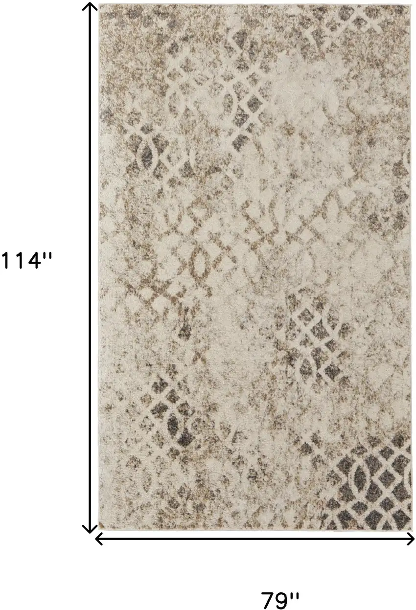 Ivory And Gray Abstract Power Loom Distressed Area Rug Photo 10