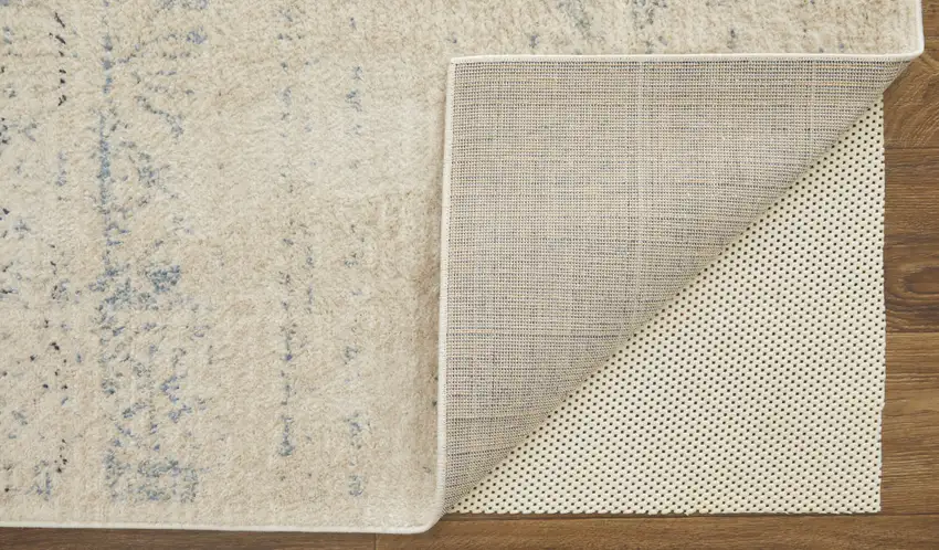 Ivory And Gray Abstract Power Loom Distressed Area Rug Photo 6