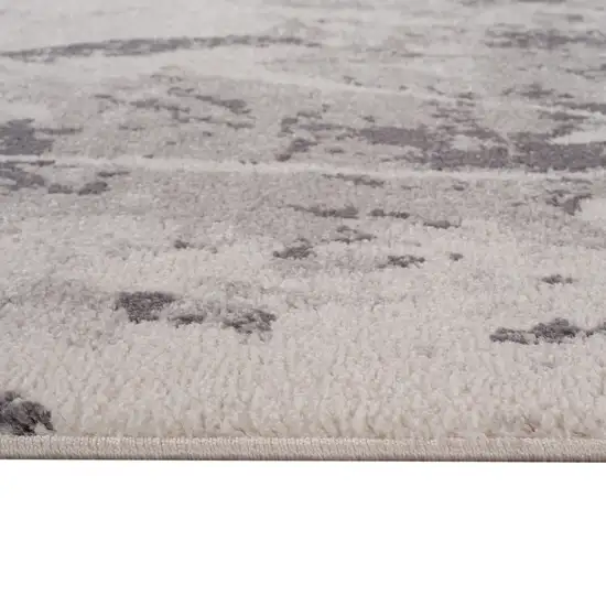 Ivory And Gray Abstract Runner Rug Photo 9