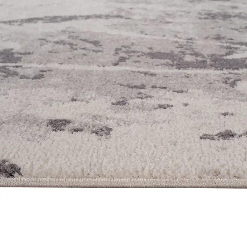 Ivory And Gray Abstract Runner Rug Photo 9