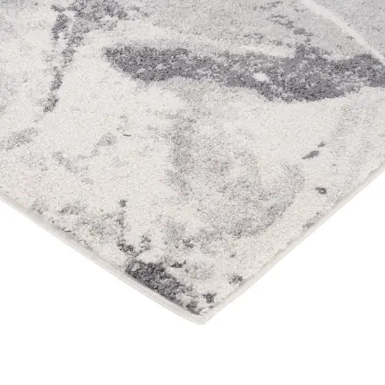 Ivory And Gray Abstract Runner Rug Photo 9