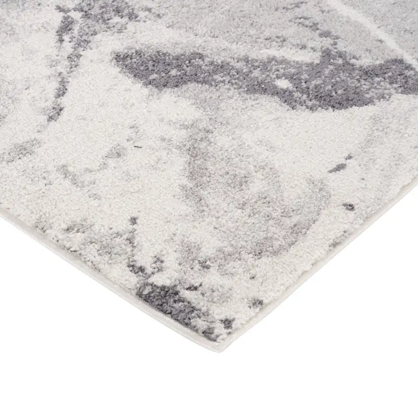 Ivory And Gray Abstract Runner Rug Photo 9