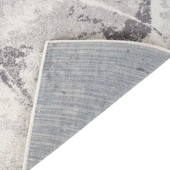 Ivory And Gray Abstract Runner Rug Photo 8