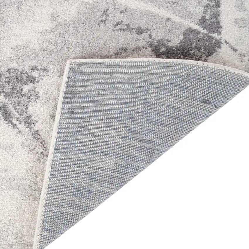Ivory And Gray Abstract Runner Rug Photo 8