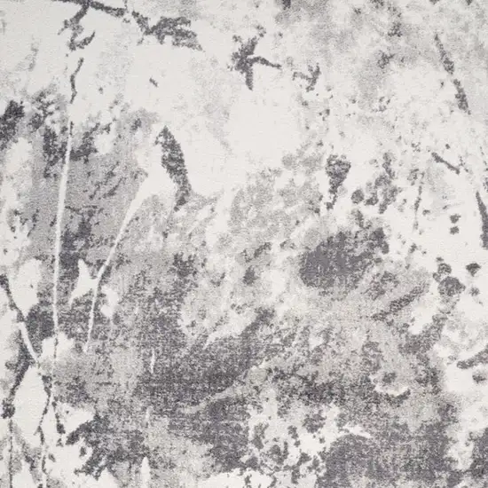 Ivory And Gray Abstract Runner Rug Photo 5