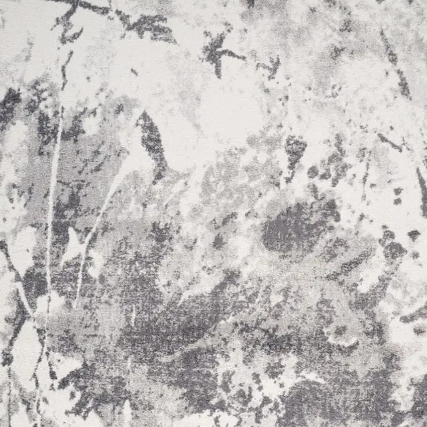 Ivory And Gray Abstract Runner Rug Photo 5