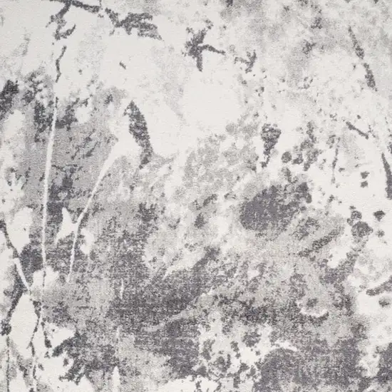 Ivory And Gray Abstract Runner Rug Photo 8