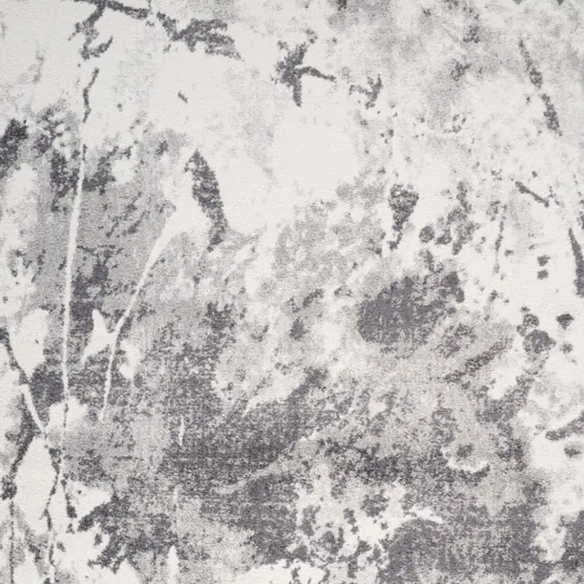 Ivory And Gray Abstract Runner Rug Photo 8