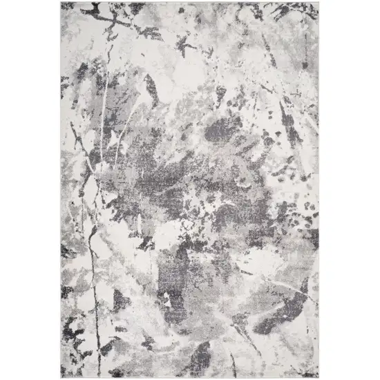 Ivory And Gray Abstract Runner Rug Photo 3
