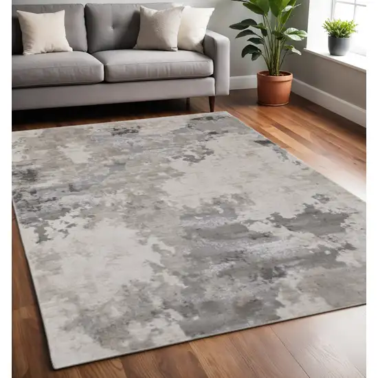 Ivory And Gray Abstract Stain Resistant Area Rug Photo 1
