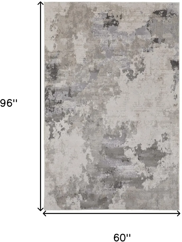Ivory And Gray Abstract Stain Resistant Area Rug Photo 5