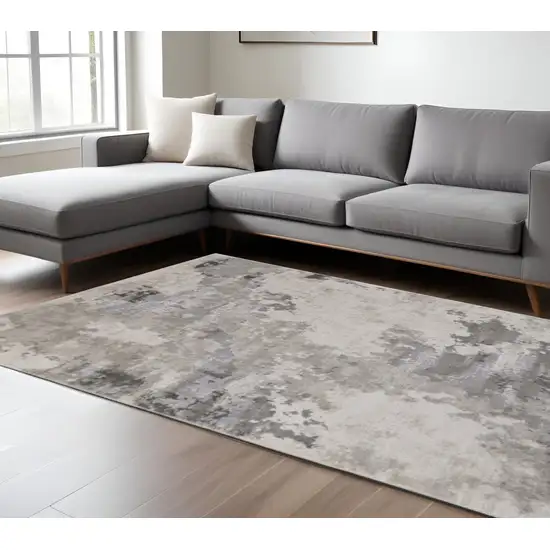 Ivory And Gray Abstract Stain Resistant Area Rug Photo 1