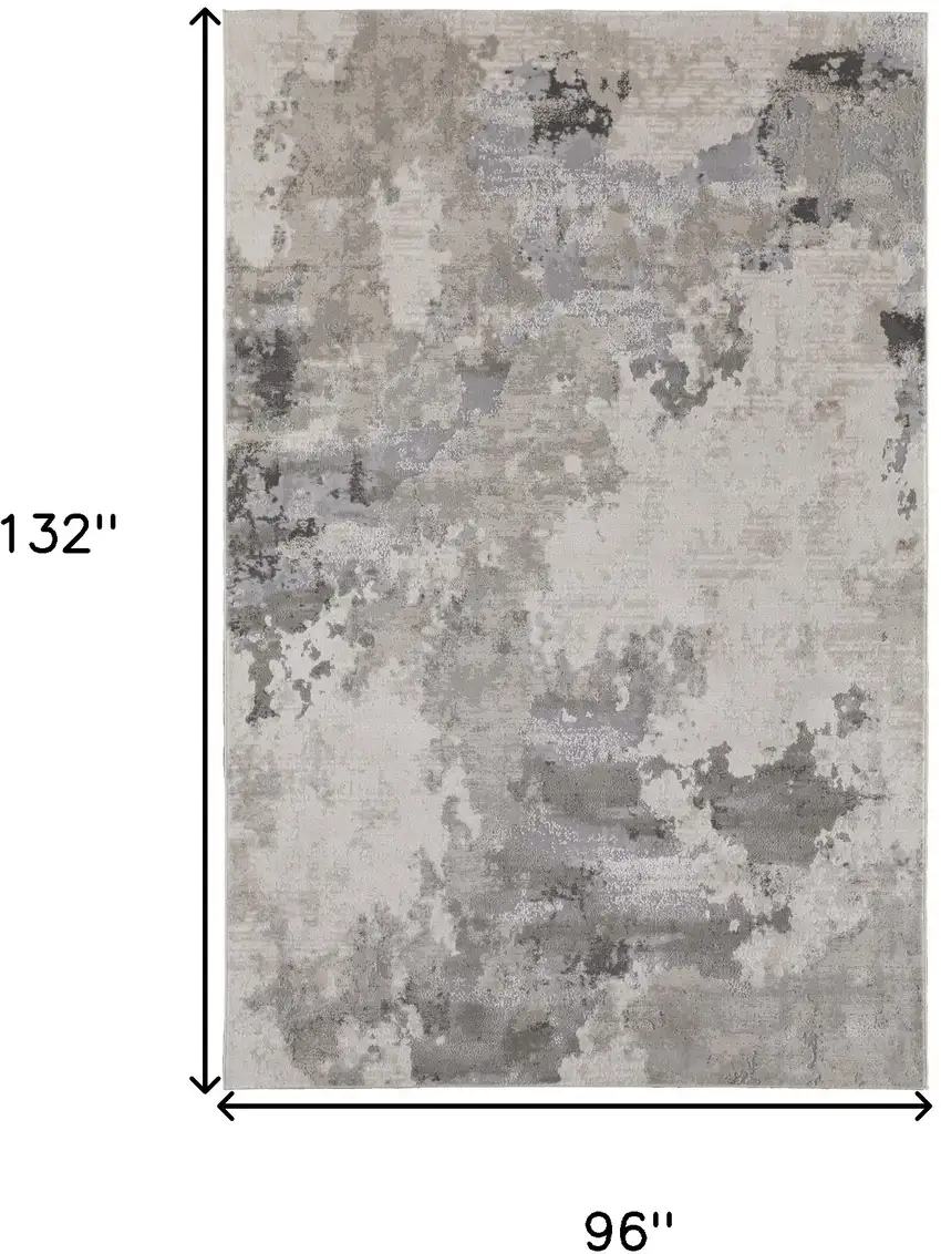 Ivory And Gray Abstract Stain Resistant Area Rug Photo 10