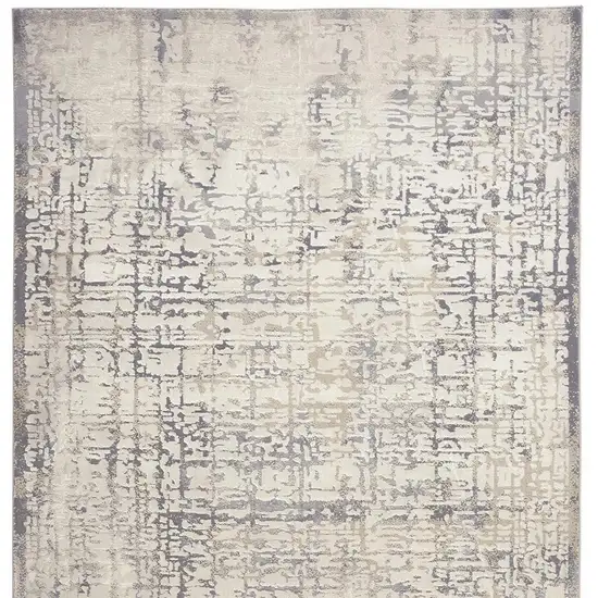 Gray and Ivory Abstract Area Rug Photo 6