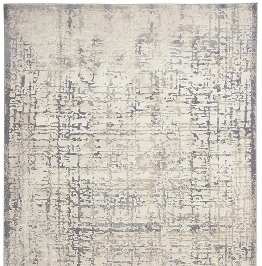 Gray and Ivory Abstract Area Rug Photo 6