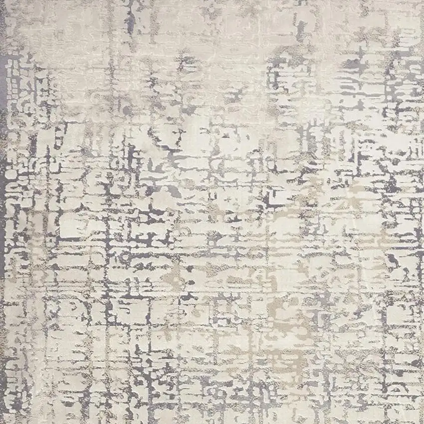 Gray and Ivory Abstract Area Rug Photo 5