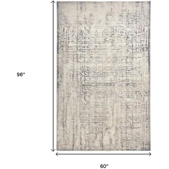 Gray and Ivory Abstract Area Rug Photo 7