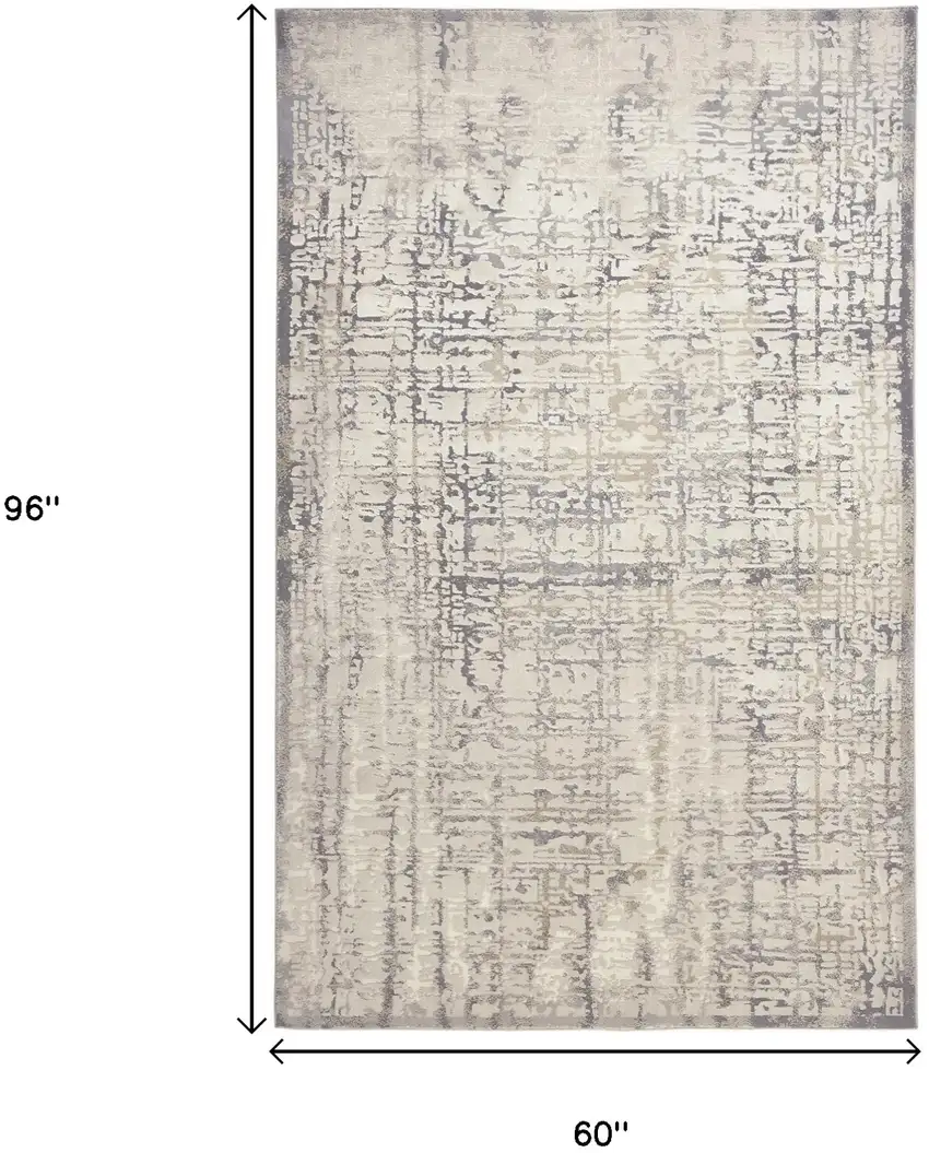 Gray and Ivory Abstract Area Rug Photo 7