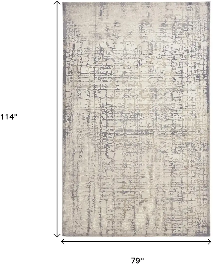 Gray and Ivory Abstract Area Rug Photo 7