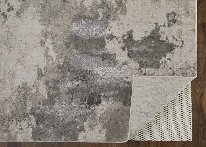 Ivory And Gray Abstract Stain Resistant Area Rug Photo 8