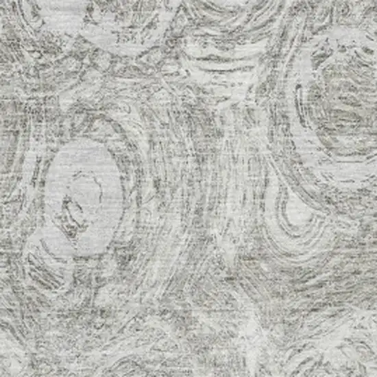 Ivory And Gray Abstract Washable Area Rug With UV Protection Photo 2