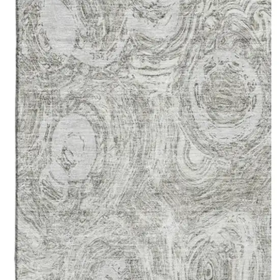 Ivory And Gray Abstract Washable Area Rug With UV Protection Photo 3