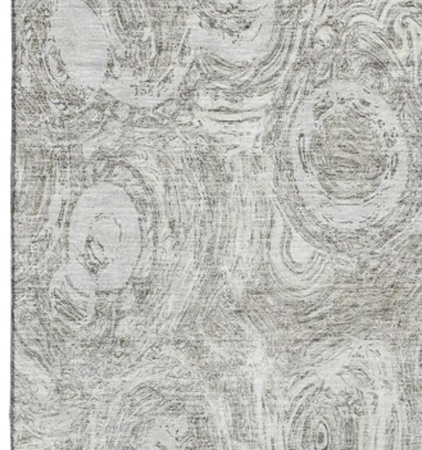 Ivory And Gray Abstract Washable Area Rug With UV Protection Photo 3