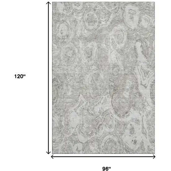 Ivory And Gray Abstract Washable Area Rug With UV Protection Photo 3