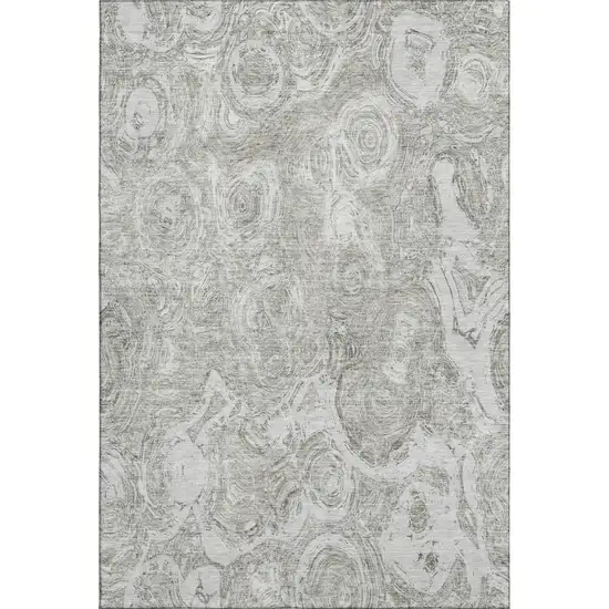 Ivory And Gray Abstract Washable Area Rug With UV Protection Photo 1